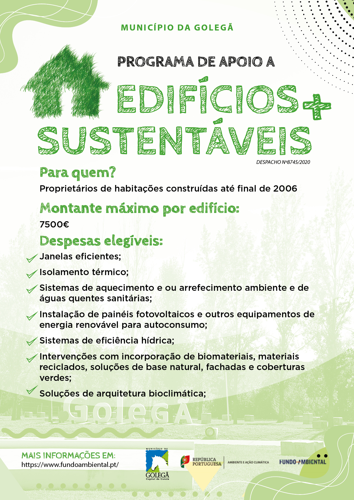 Cartaz do Programa de Apoio a Edifícios mais Sustentáveis 