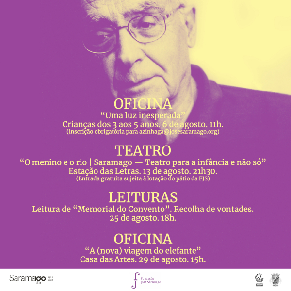 Programação de agosto na Delegação de Azinhaga da Fundação José Saramago